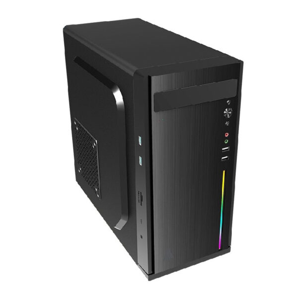 GABINETE ACTECK (AC-929530) FUSION X GI440,MICRO ATX,FUENTE 500W,1*USB 2.0,1*USB 3.0,LUZ LED,NEGRO