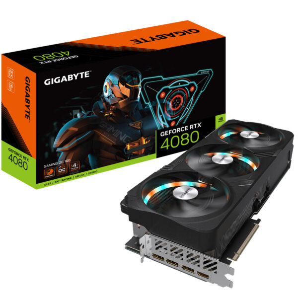 TARJETA DE VIDEO GIGABYTE (GV-N4080GAMING-16GD) RTX 4080,256BIT, 512 M*32 GDDR6X,HDMI,ATX