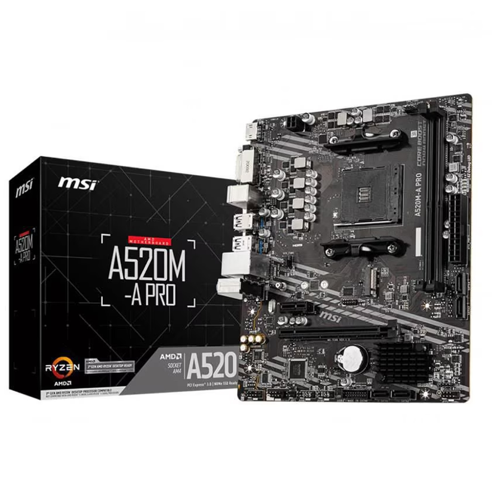 A520M-A PRO MSI TARJETA MADRE SOCKET AM4, 2*DDR4 4400, HDMI,DVI-D, M-ATX