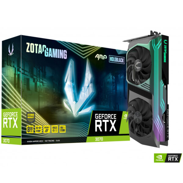 TARJETA DE VIDEO ZOTAC (ZT-A30700F-10PLHR) RTX3070AMP HOLO LHR 8G,PCI-E 4.0,1*HDMI,3*DP 1.4,2*FAN