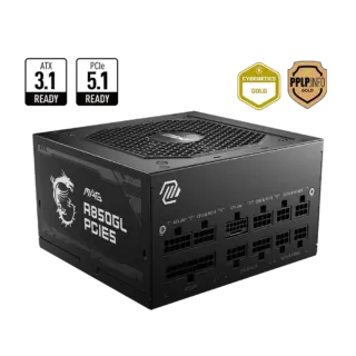 FUENTE DE PODER MSI (MAG A850GL PCIE5) 850W, PCI 5, FULL MODULAR, 80 PLUS GOLD, PFC ACTIVO, ATX 3.0