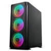 GABINETE YEYIAN (YGH-49703) HOLLOW SERIE 2500,MICRO ATX,3*FAN 120MM ARGB,MALLA FRONTAL,NGO,S/FUENTE