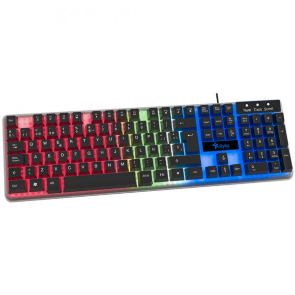 TECLADO ALAMBRICO STYLOS (STTEALLED1T) 105 TECLAS, MEMBRANA, USB, LED, TRANSPARENTE - Image 3