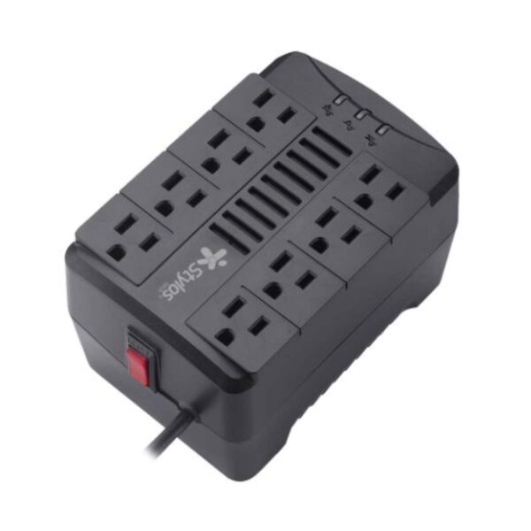 REGULADOR DE VOLTAJE STYLOS (STRE480B) RE480, 1000VA/480W, 8 CONTACTOS, NEGRO