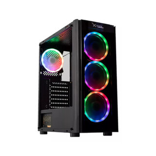GABINETE XZEAL (XZCGB12B) XZ110-1, MICRO ATX,CRISTAL,1*USB 3.0,1*USB 2.0,3*VENT RGB,SIN FUENTE,NEGRO
