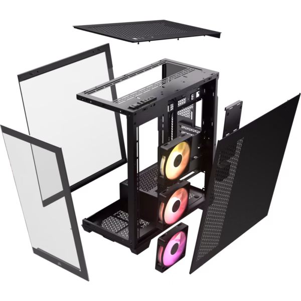 GABINETE CORSAIR (CC-9011280-WW) ICUE LINK 3500X RGB,NEGRO,CRISTAL TEMPLADO,MED-TORRE,SIN FUENTE - Image 4