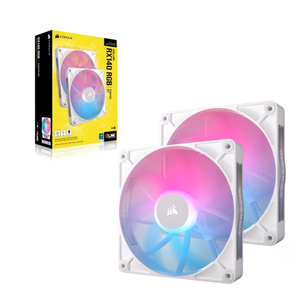 VENTILADOR P/GABINETE CORSAIR (CO-9051024-WW) ICUE LINK RX140 RGB,2 FAN,140MM,BLANCO - Image 2