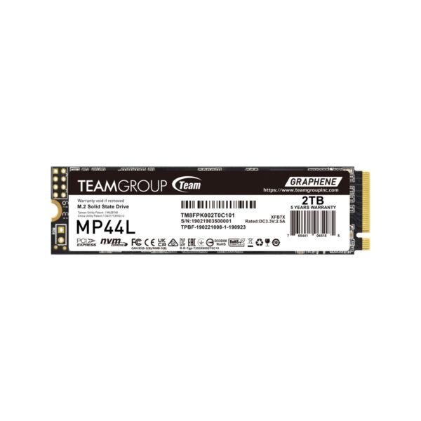 UNIDAD SSD M.2 TEAMGROUP (TM8FPK002T0C101) TEAM M.2-2280 PCI-E GEN4X4 MP44L 2TB RETAIL