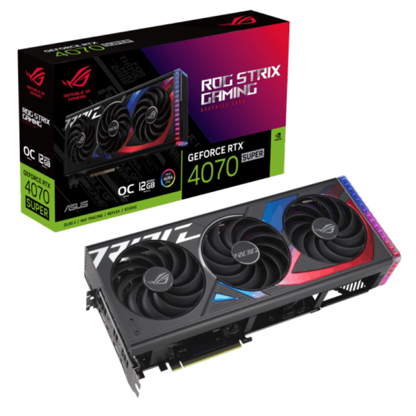 TARJETA DE VIDEO ASUS (ROG-STRIX-RTX4070S-O12G-GAM ING) 192BIT,PCI-E 4.0,2*HDMI2.1A,3*DP1.4A,TRI FAN
