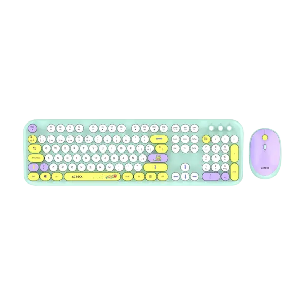 KIT TECLADO Y MOUSE INALAMBRICO ACTECK (AC-940191) MK485 CHIC K-COLORS,RF USB,105 TECLAS,100%,VERDE