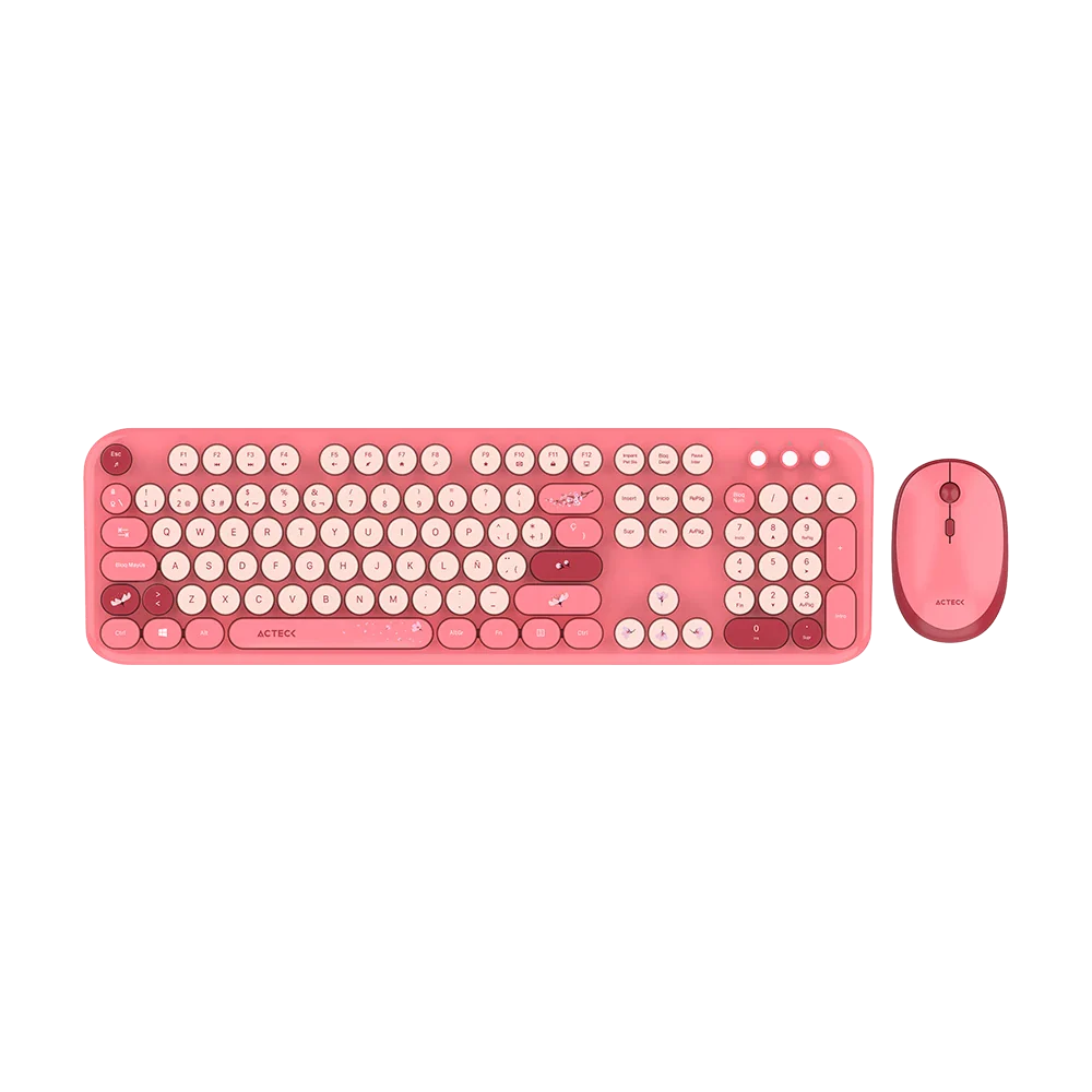 KIT TECLADO Y MOUSE INALAMBRICO ACTECK (AC-940207) MK485 CHIC K-COLORS,RF USB,105 TECLAS,100%,ROJO