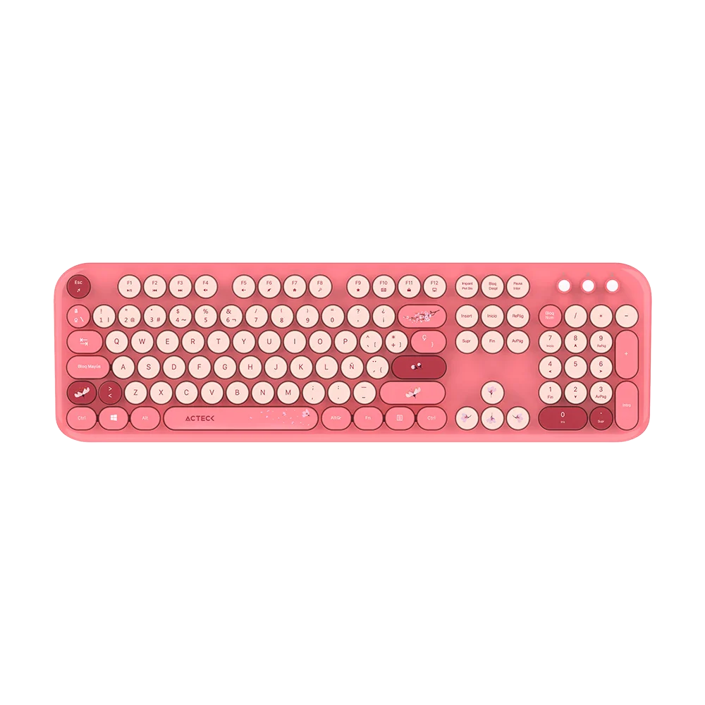 KIT TECLADO Y MOUSE INALAMBRICO ACTECK (AC-940207) MK485 CHIC K-COLORS,RF USB,105 TECLAS,100%,ROJO - Image 2