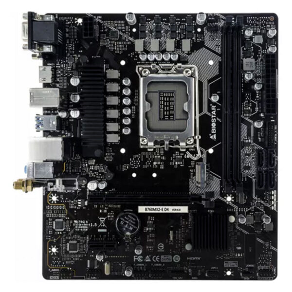 MB BIOSTAR (B760MX2-E D4), LGA1700, DDR4 4400, USB 3.2 GEN1, PCIE M.2 4.0, HDMI, VGA, DVI, RJ45, MICRO ATX - Image 2