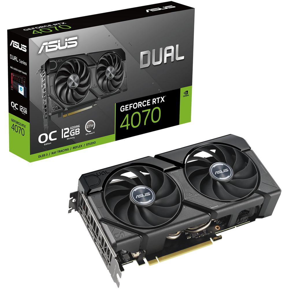 TARJETA DE VIDEO ASUS (DUAL-RTX4070-O12GD6-EVO) DDR6, 192 BIT,PCI-E 4.0,HDMI
