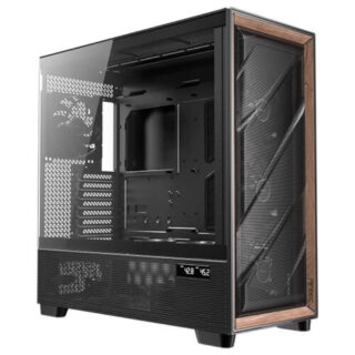 GABINETE ANTEC (0-761345-10148-6) FLUX PRO, NEGRO/MADERA, E-ATX, ATX, M-ATX, ITX, S/FUENTE