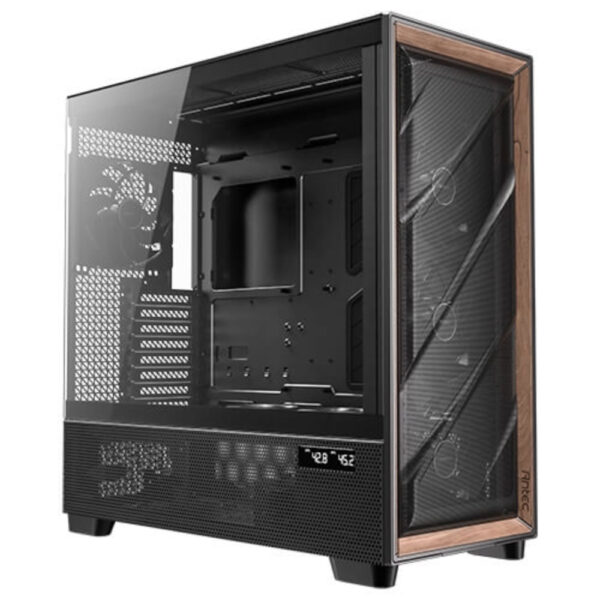 GABINETE ANTEC (0-761345-10148-6) FLUX PRO, NEGRO/MADERA, E-ATX, ATX, M-ATX, ITX, S/FUENTE