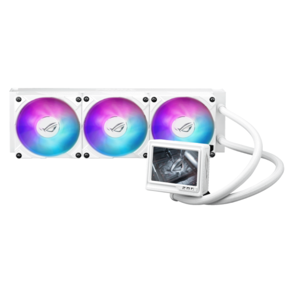 VENTILADOR P/CPU ASUS (ROG RYUJIN III 360 ARGB EXTREME WHT)3FANS 120MM,LCD 3.5",ENFRIAMIENTO LIQUIDO
