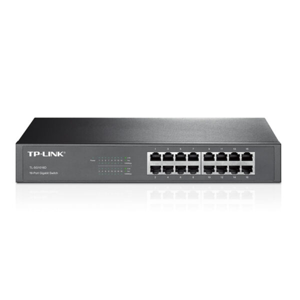 SWITCH TP-LINK (TL-SG1016D) RACK/ESCRITORIO, 16X GIGABIT, 32 GBITS/S, NO ADMINISTRABLE