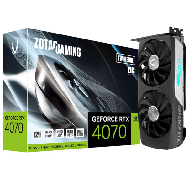 TARJETA DE VIDEO ZOTAC (ZT-D40740H-10M) RTX 4070 TWIN EDGE OC 12GB GDDR6, 192BIT, 2490/20000, HDCP