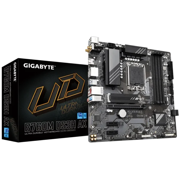 MOTHERBOARD GIGABYTE (B760M DS3H AX) SOCKET 1700, 4*DDR5 7600MHZ, HDMI, DP , MICRO ATX
