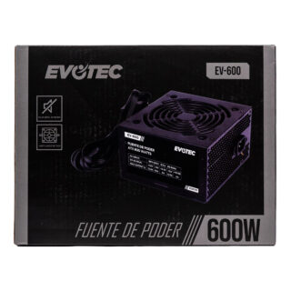 FUENTE DE PODER EVOTEC (EV-600) 600W,24 PINES,2 SATA, FLOPPY, MOLEX, PAQUETE INDIVIDUAL
