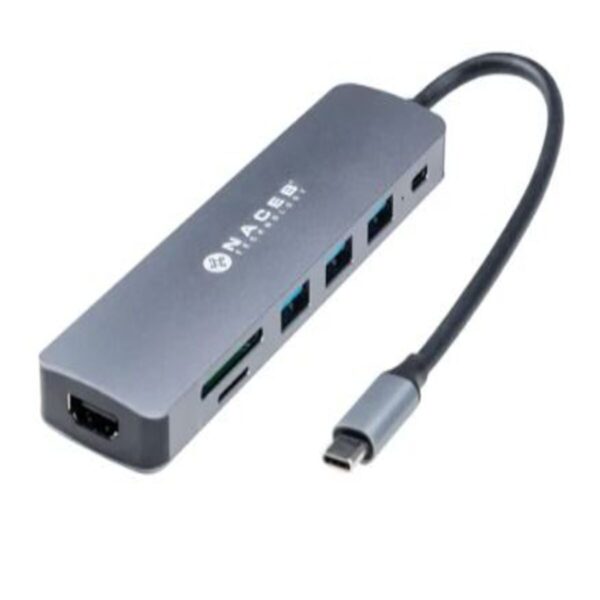 ADAPTADOR NACEB (NA-0127) HUB, USB TIPO C, 7 EN 1, 1* HDMI, 3*USB 3.0, 1*USB C, PD+SD/TF