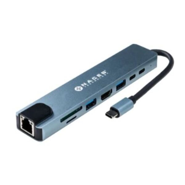 ADAPTADOR NACEB (NA-0128) HUB, USB TIPO C, 8 EN 1, 1*RJ45, 1* HDMI, 2*USB 2.0, 2*USB C, PD+SD/TF - Image 2
