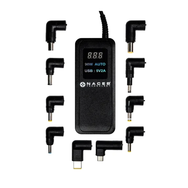 ADAPTADOR NACEB (NA-013) UNIVERSAL P/LAPTOP, 9 PUNTAS INTERCAMBIABLES, 90W