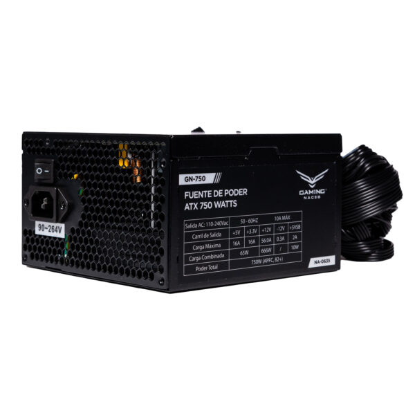 FUENTE DE PODER NACEB (NA-0635) 750W, ATX, 24 PINES, 2*EPS/ATX12V, 3*PCIE PAQUETE INDIVIDUAL - Image 2