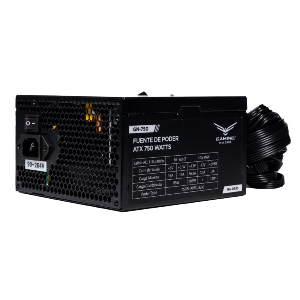 FUENTE DE PODER NACEB (NA-0635) 750W, ATX, 24 PINES, 2*EPS/ATX12V, 3*PCIE PAQUETE INDIVIDUAL - Image 2