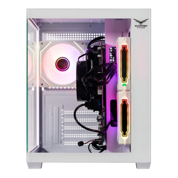 GABINETE NACEB (NA-0636B) GAMER MINI-PECERA, M-ATX, BLANCO, VENTANA, INCLUYE 3*VENTILADORES ARGB - Image 2