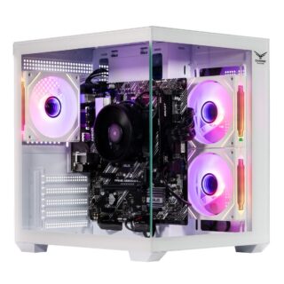 GABINETE NACEB (NA-0636B) GAMER MINI-PECERA, M-ATX, BLANCO, VENTANA, INCLUYE 3*VENTILADORES ARGB