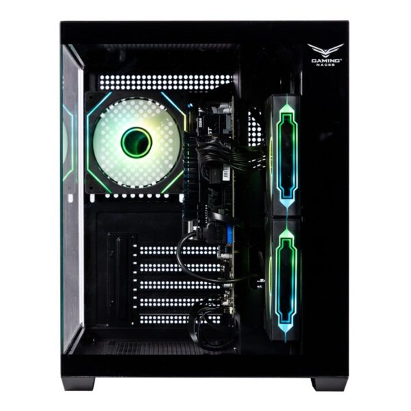 GABINETE NACEB (NA-0636N) GAMER MINI-PECERA, M-ATX, NEGRO, VENTANA, INCLUYE 3* VENTILADORES ARGB - Image 2