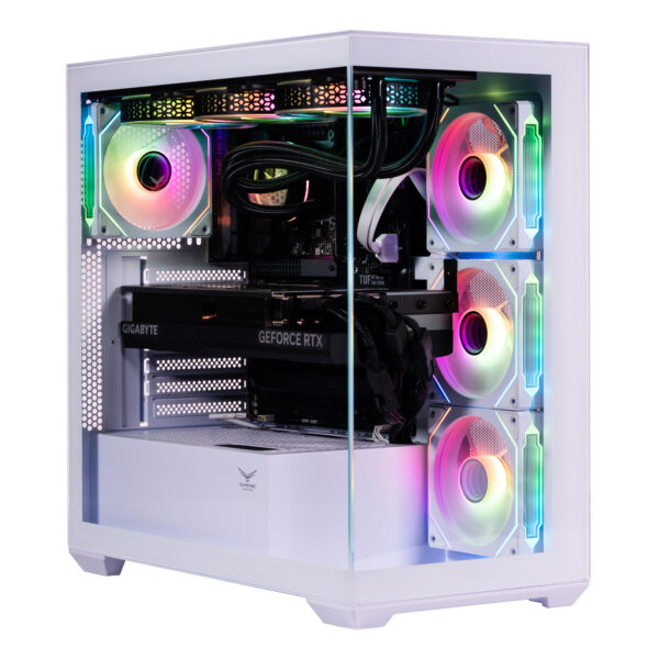 GABINETE NACEB (NA-0637B) GAMER, MEDIA TORRE ATX, 4*VENTILADORES, CRISTAL TEMPLADO, BLANCO
