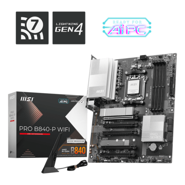 MOTHERBOARD MSI (PRO B840-P WIFI) SOCKET AM5, 4*DDR5 8000 MHZ, HDMI, 2*M.2, ATX