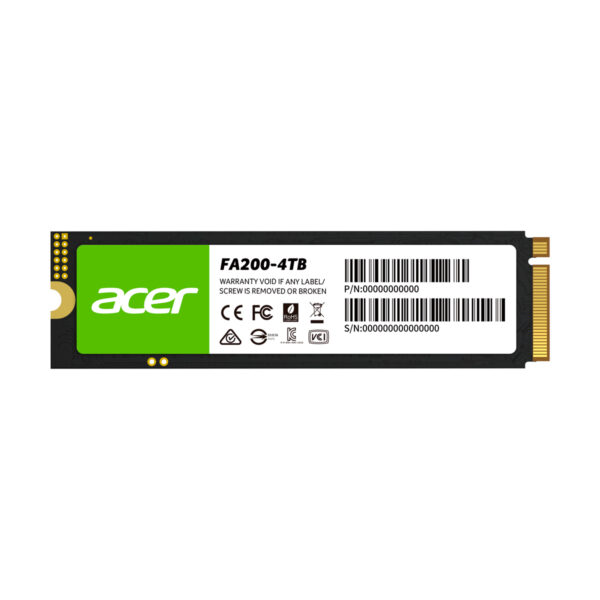 UNIDAD SSD M.2 ACER 4TB (BL.9BWWA.150) FA200, PCIE GEN4X4, 2280, 7200MB/S