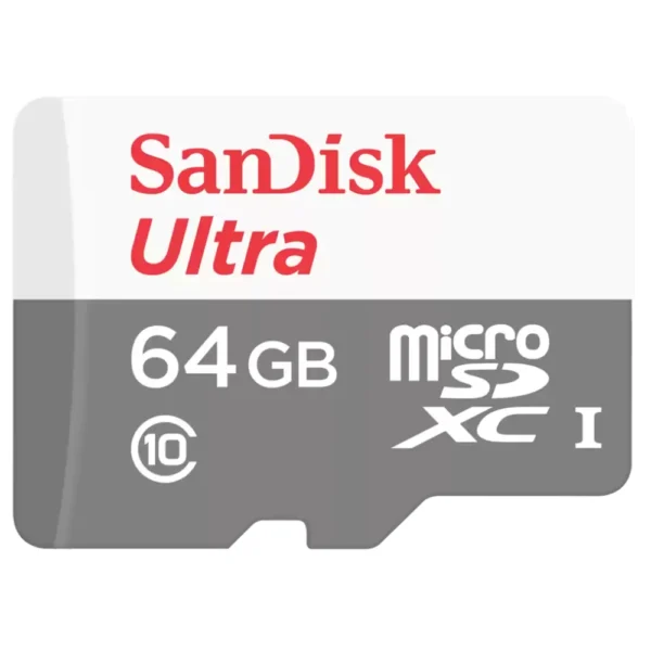 MEMORIA MICROSD SDXC SANDISK ULTRA, (SDSQUNR-064G-GN3MA) 64GB, UHS-1, CLASE 10 C/ADAPTADOR
