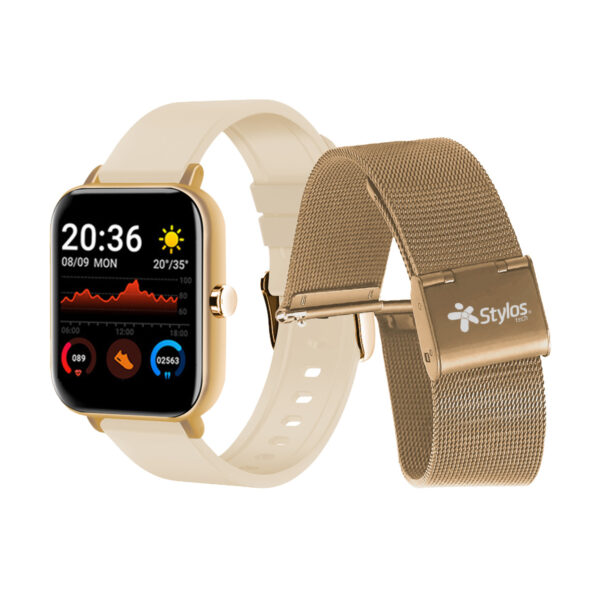 SMARTWATCH STYLOS (STASWM3CD) SW2, PANTALLA 1.69", ANDROID/IOS, BLUETOOTH 4.0,CORREA METALICA,DORADO