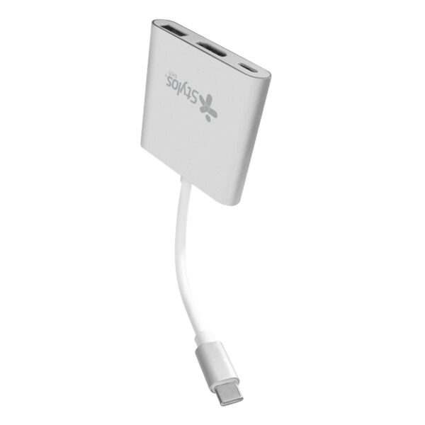 ADAPTADOR STYLOS (STCBHUB31S) HUB 3 EN 1, USB C A HDMI+USB 3.0+USB TIPO C, GRIS - Image 2
