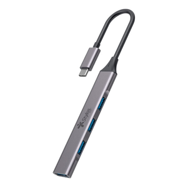 ADAPTADOR STYLOS (STCBHUB42G) HUB 4 EN 1, USB C A 3*USB 2.0+1*USB 3.0, GRIS - Image 2