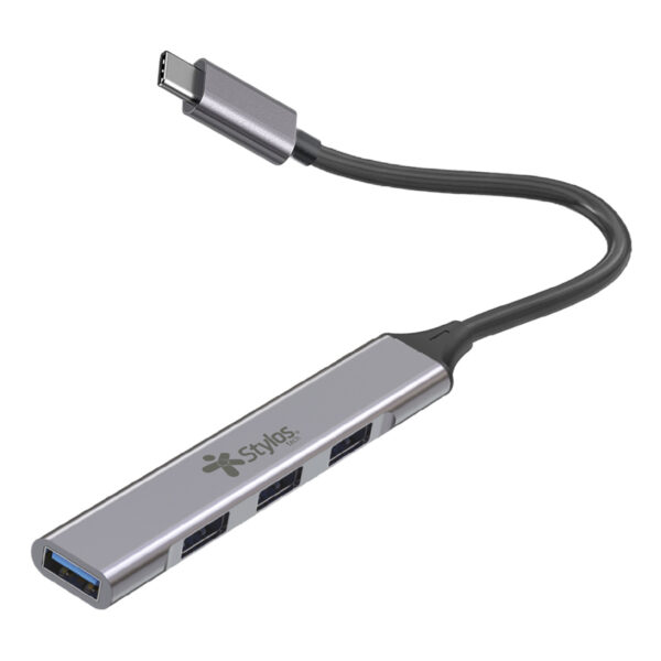 ADAPTADOR STYLOS (STCBHUB42G) HUB 4 EN 1, USB C A 3*USB 2.0+1*USB 3.0, GRIS