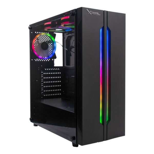 GABINETE XZEAL (XZCGB03B) XZ120, ATX, CRISTAL, 3*VENT RGB, SIN FUENTE, NEGRO