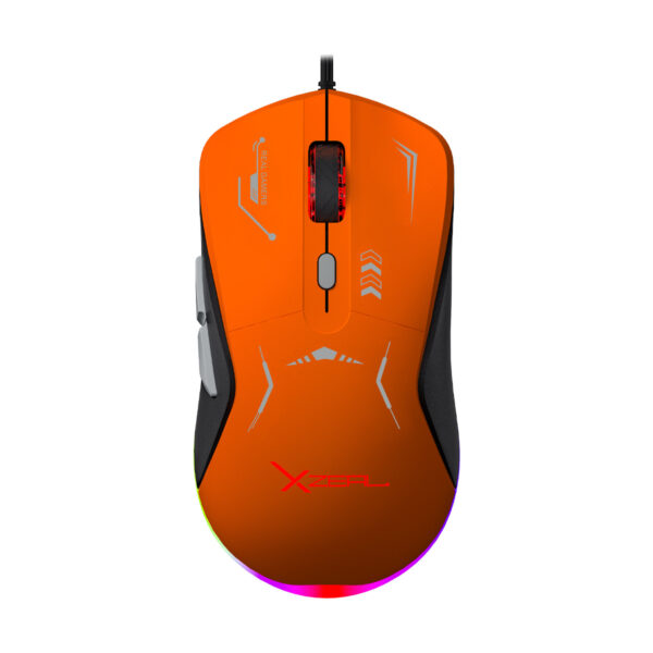 MOUSE XZEAL (XZPM1NG) XZ-401, 6 BOTONES, RGB, 7200DPI, USB 1.5 M, GRIS-NARANJA