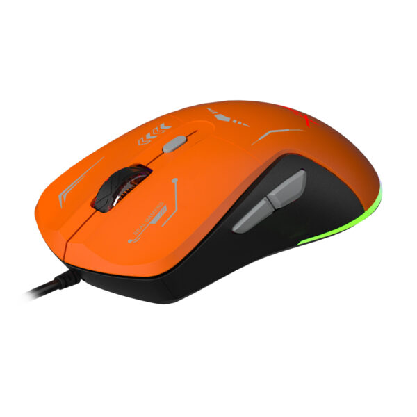 MOUSE XZEAL (XZPM1NG) XZ-401, 6 BOTONES, RGB, 7200DPI, USB 1.5 M, GRIS-NARANJA - Image 2
