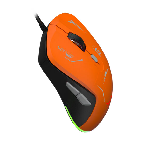 MOUSE XZEAL (XZPM1NG) XZ-401, 6 BOTONES, RGB, 7200DPI, USB 1.5 M, GRIS-NARANJA - Image 3