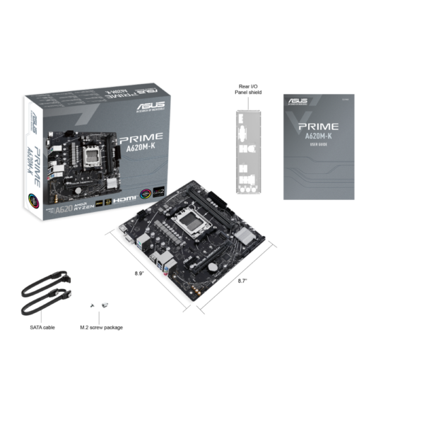 MOTHERBOARD ASUS (PRIME A620M-K) SOCKET AM5,2**DDR5,HDMI,VGA,PCIE-4.0,M.2,MICRO ATX - Image 4