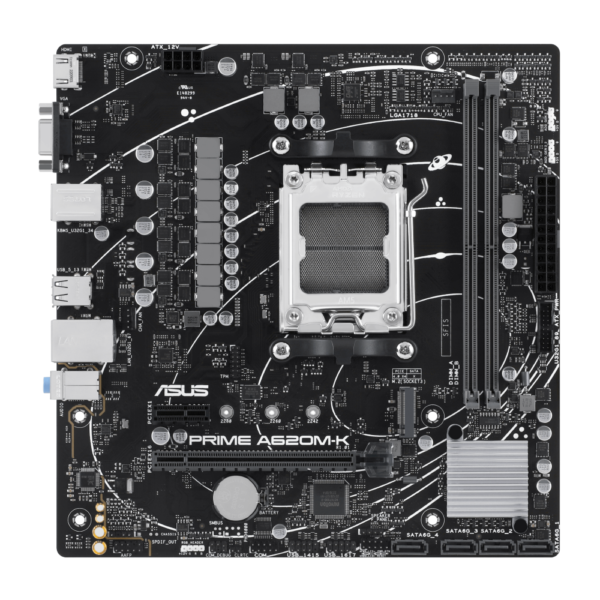 MOTHERBOARD ASUS (PRIME A620M-K) SOCKET AM5,2**DDR5,HDMI,VGA,PCIE-4.0,M.2,MICRO ATX