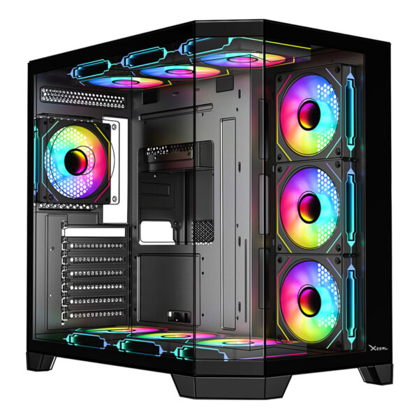 GABINETE XZEAL (XZGAXT1B) X-TRON,MICRO ATX,CRISTAL+METAL, 4*VENT ARGB,USB 3.0,SIN FUENTE,NEGRO