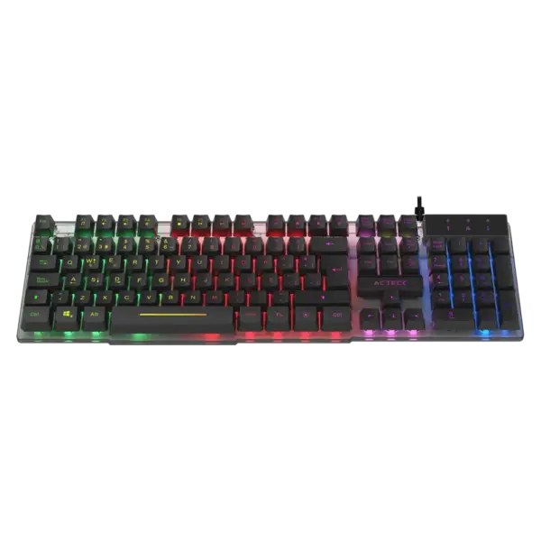 TECLADO ALAMBRICO ACTECK (AC-939195) AUREAN II TA220G, MEMBRANA, RGB, TRANSLUCIDO