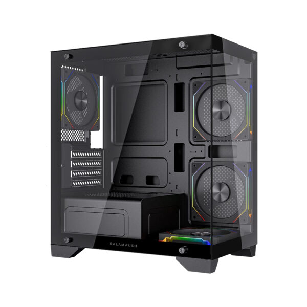 GABINETE BALAM RUSH (BR-941631) TANK PERFORM 3600,MICRO ATX,1*USB 3.0,CRISTAL TEMP,2 FAN,NEGRO - Image 3